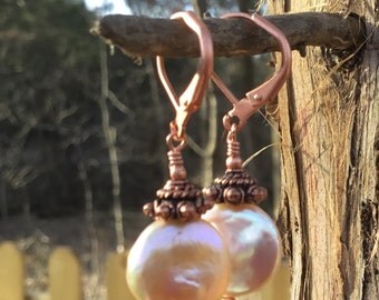 White Coin Pearl Earrings