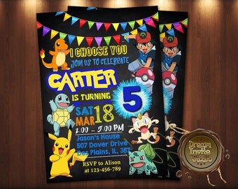 Pokemon Invitation, Pokemon Birthday, Pokemon Invite, Pokemon Party, Pokemon Printables