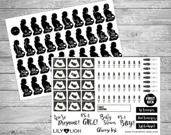 CUSTOM Pregnancy planner stickers - neutral - Pregnancy milestone weekly Pregnant Scan sonogram Plum Paper - EC - Erin Condren