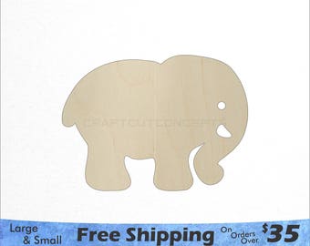 Cute Elephant Shape - Large & Small - Pick Size - Laser Cut Unfinished Wood Cutout Shapes (SO-0020)