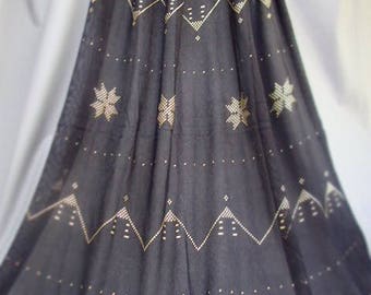 Vintage Art Deco 1920's Egyptian Assuit Black Gold Shawl (Tulle-bi-telli Asyut Assyut)
