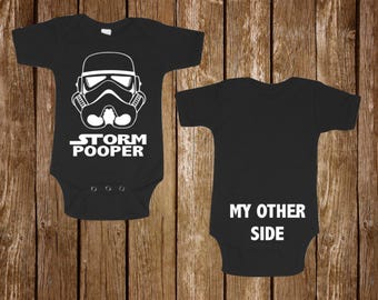 Star Wars Onesie Baby Black onesie " Storm Pooper " funny New Born to 24 month humor tee Bodysuits Baby Shower