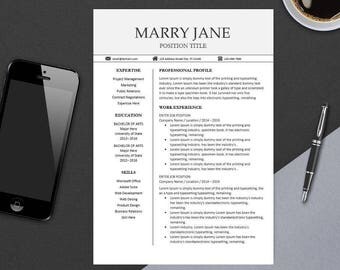 Modern Professional Resume Template for MS Word | Minimal Resume Design | CV Template Example Design | Instant Download | Easter MARRY