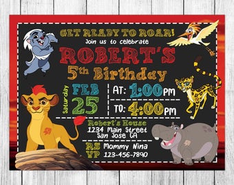Lion Guard Invitation, Lion Guard Birthday, Lion Guard Invite, Lion Guard Party, Lion Guard Printable, Custom, FREE 4x6 Thank You Card