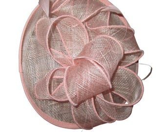 Megan Light Pink Fascinator, Millinery, Ascot Hat, Derby Hat, Melbourne Cup Hat, Pink Hat, British Wedding Hat, Women's Hat, Tea Party Hat