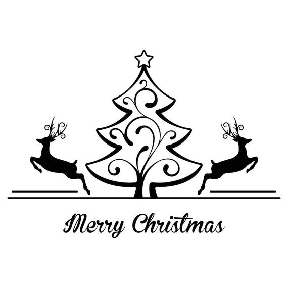 Download Merry Christmas Tree Deer Graphics SVG Dxf EPS Png Cdr Ai Pdf