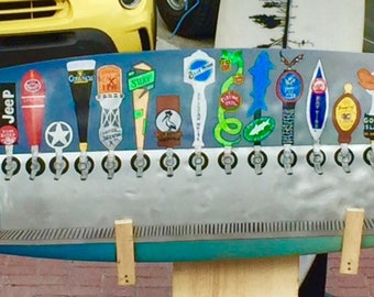 Hand painted surfboard. Brew board. Beer tap handles