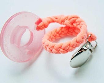 Braided Pacifier Clip / CORAL / nuk / soothie / pacifier holder / Baby Shower Gift