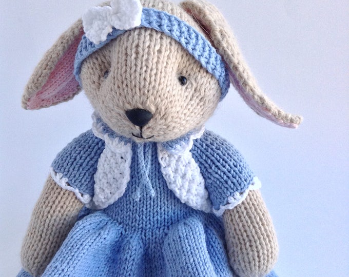 Knit Stuffed Animal Bunny Rabbit, Hand Knitted Toys, Soft Cute Toy Bunny, Handmade Toy Bunny 14 inch