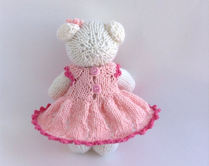 PREORDER Hand Knitted Teddy Bear, Knit Animals, Stuffed Soft Toy Teddy, Newborn Photo Props, First Toy 6 inches