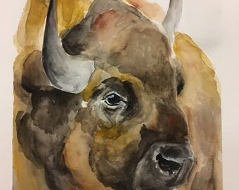 Buffalo watercolor | Etsy