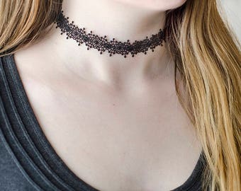 Black Choker Cute Sister Gift|for|Her Black Lace Choker Necklace Tattoo Choker Black Lace Jewelry Original Girl Gifts under 10 Trending now