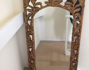Mid century modern hollywood regency faux bamboo mirror