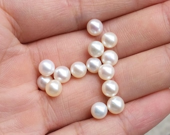 5-6mm pearl, round pearl, no hole, freshwater pearl, loose, pearl beads, white pearl, without hole, natural pearl, 1 bead
