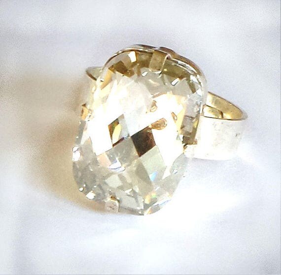 swarovski crystal baguette ring