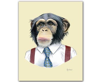 Chimpanzee art print 5x7