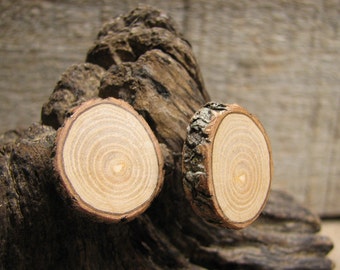 XXL Pine Rustic Twig Wooden Stud Earrings by Tanja Sova