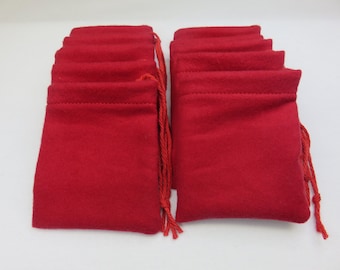 Solid Red Flannel Cotton Hoo Doo / Mojo Bags / Jewelry Pouches 3.5" wide x 4" tall