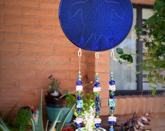 Windchime Sea Turtle Blue Stained Glass