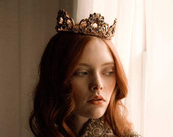 Royal jeweled tone wedding crown, bridal tiara - Monarch Crown no. 2217