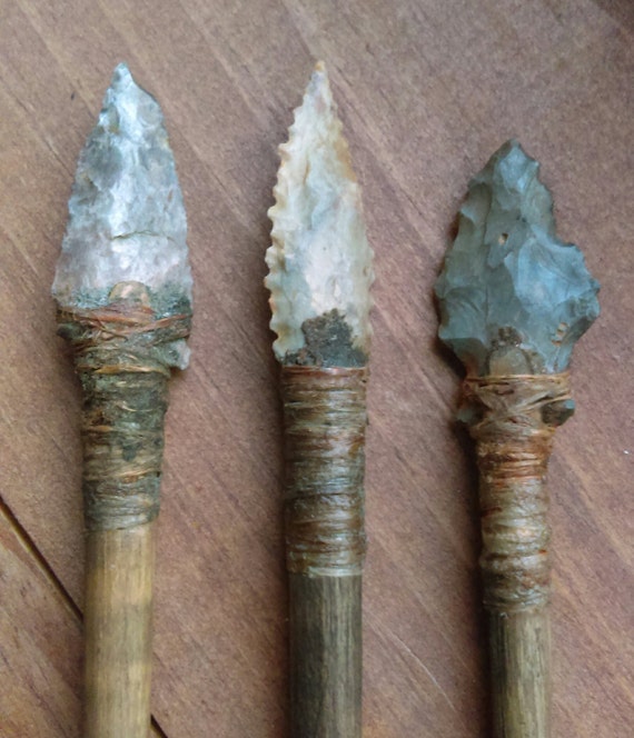 Stone Age Arrow Foreshaft Replicas / Flint Knapped