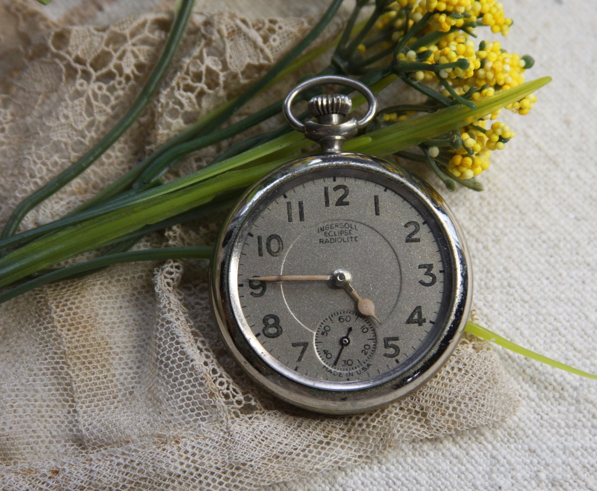 Vintage Ingersoll Eclipse Radiolite Pocket Watch for Found