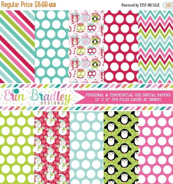 50% OFF SALE Holiday Mugs Digital Paper Set Commercial Use Instant Download Il_570xn