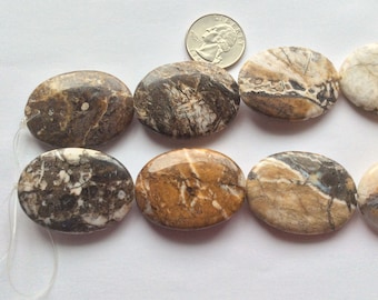 Natural Brioche Agate Beads, 30x 40mm Smooth Oval Beads, Jewelry Supplies