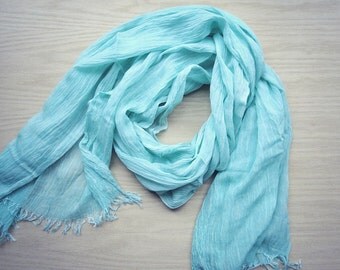 Large linen gauze shawl scarf Mint
