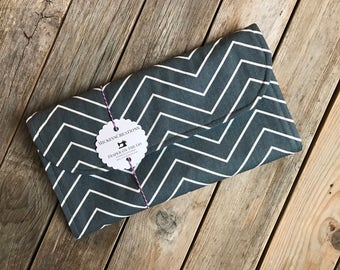 Gray Chevron Pin Stripe Diaper Clutch with Changing Pad - Aqua - Baby Shower Gift - Gender Neutral - New Mom Gift Diaper Bag Organizer