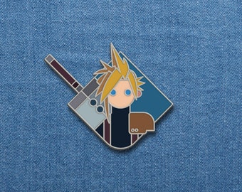 Final Fantasy Enamel Pin - Cloud - FFVII Soft Enamel Pin - 1" x 1.25" - Final Fantasy - Video Games - Lapel Pin - Nerd - Geek - Cool Pins
