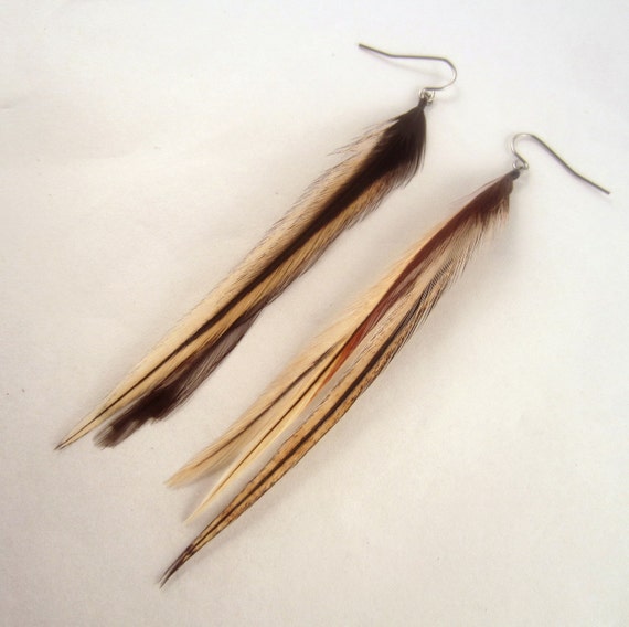Natural Feather Earrings badger real feathers