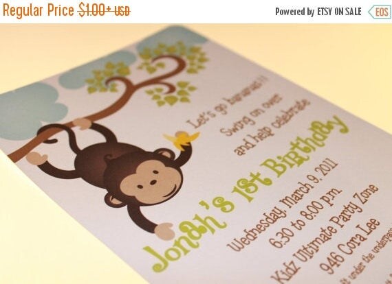 SALE Mod Monkey Invitations for boy or girl Il_570xn