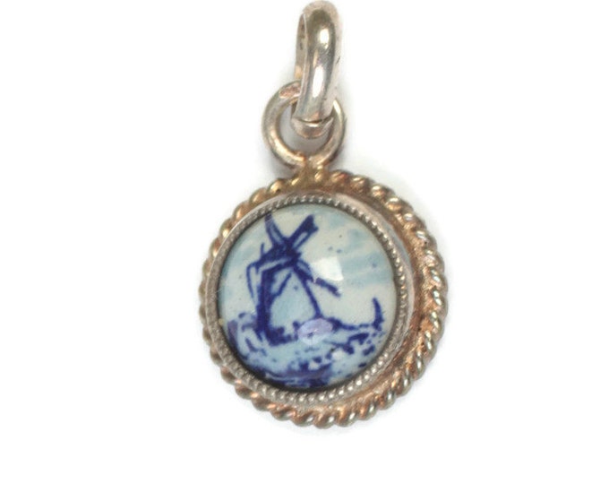Netherlands Delft Windmill Charm 830 Silver Holland Vintage Gift Idea