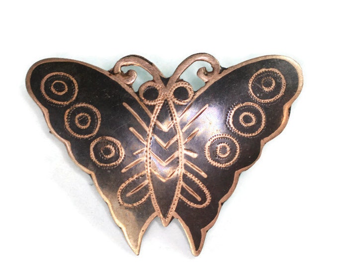 Siam Sterling Butterfly Brooch Niello Enamel Vintage