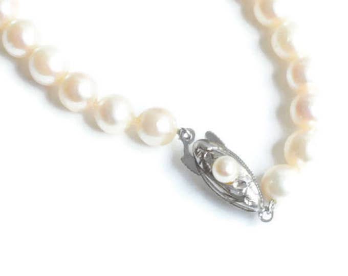 Cultured Pearl Choker Necklace Sterling Clasp Wedding Bridal Special Occasion