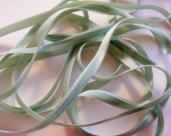 Vintage French 1920's Velvet Ribbon 5/16 Inch Gorgeous Sea Green