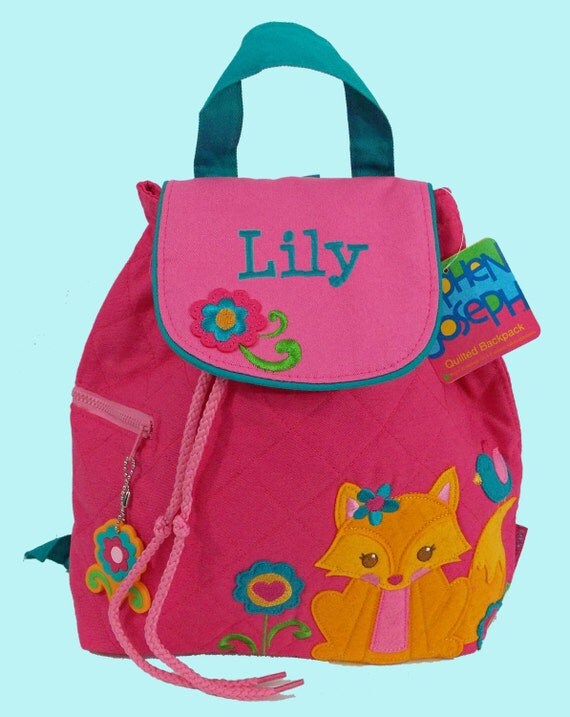 Personalized Child's Stephen Joseph Quilted FOX Backpack-Monogrammiong Is Included