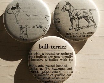 Bull Terrier Vintage Dictionary Magnet Set of 3