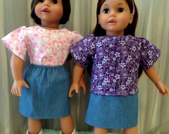 18 Inch Doll Clothes / Denim Blue Skirt / Doll Skirt / Doll Clothing / Doll Clothes / Doll Accessories / Fits American Girl Doll - 2044