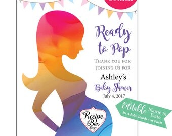 EOS Shower Favors, Multi Color Baby Shower Lip Balm Favors Holder, Pregnant Mom Baby Shower Ideas, Ready to Pop Favor Tags Printable Favors