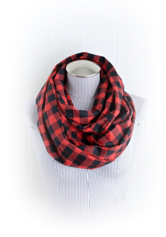 Items similar to Classic Plaid Infinity Scarf, Flannel Buffalo Check ...