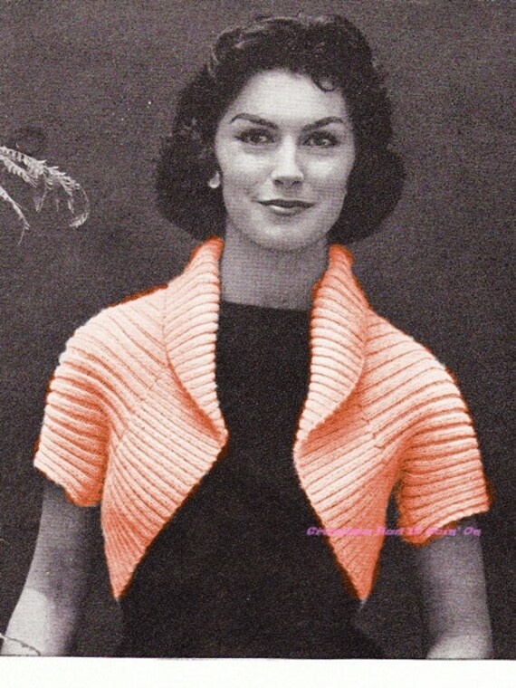 1950's Simple Shrug Bolero Knitting Pattern Easy to