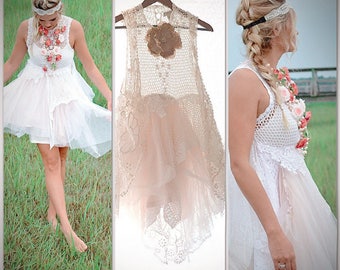 S Sale Boho Bridesmaid dress, Bohemian gypsy cowgirl tunic dress, Stevie Nicks Style tutu slip dress, Boho festival, True rebel clothing