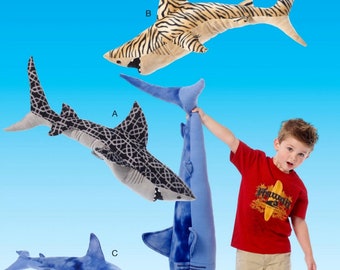 Big Sharks Pattern, Stuffed Sharks Pattern, Toy Sharks Pattern, McCall's Sewing Pattern 7103
