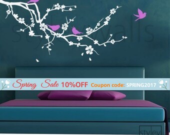 Cherry Blossom Branch Wall Decal Blossoming Cherry Tree