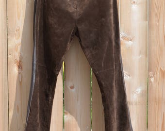 brown leather pants womens