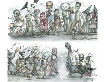 The Monsters Parade -Fine Art- Limited Edition signed and numbered archival Print by Mab Graves -unframed