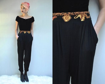 Harem Pants // High Waisted Pants // Black Rayon Pants // THE MASTRADONIAN