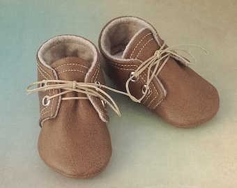 Brown Leather Baby Shoes | Newborn size up to 18 Months